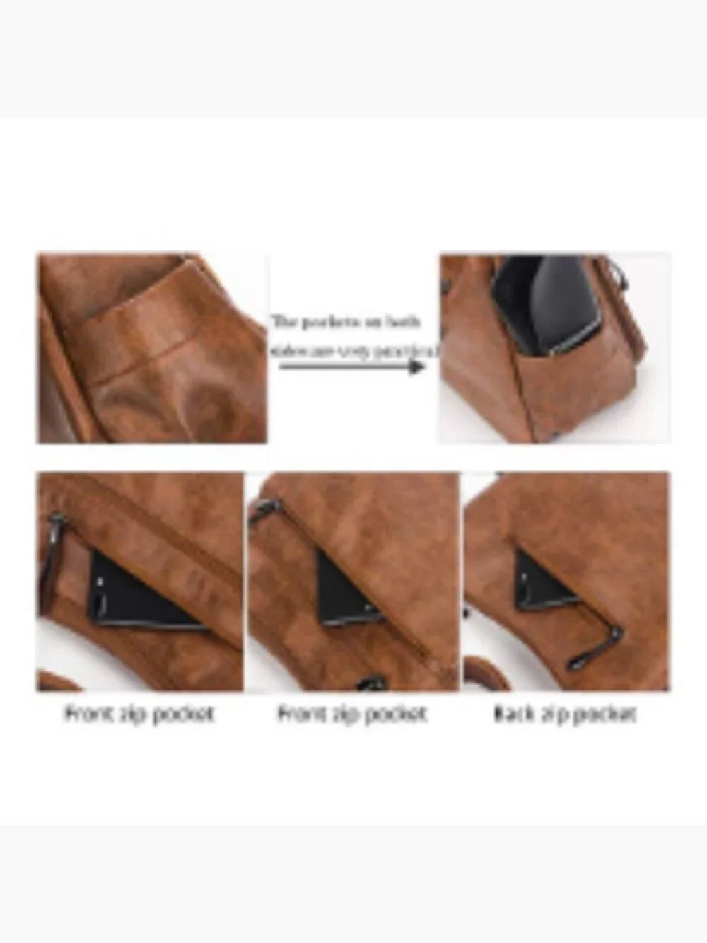PU Leather Hobo Crossbody Bag with Multiple Pockets Adjustable Strap